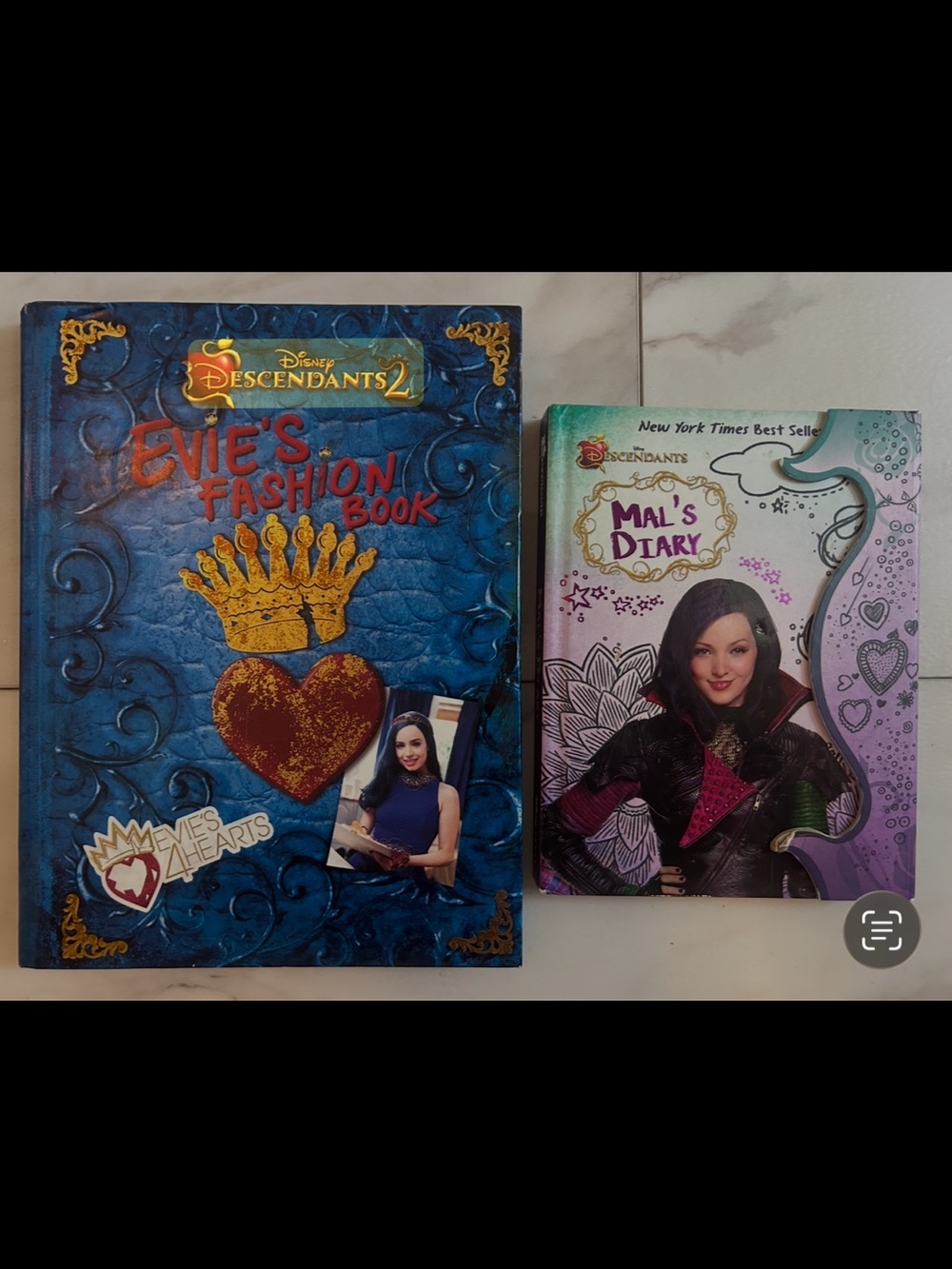 TWO Disney Descendants Hardcover Books: Evie’s Fashion Book & Mal’s Diary